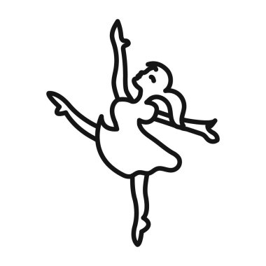 Dans eden kadın ikon vektör sembolü ya da imza koleksiyonu siyah ve beyaz ana hatlarıyla