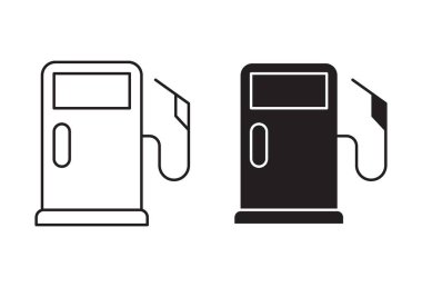 Benzin istasyonu simgesi Siyah çizgi sanat vektörü siyah beyaz ana hat koleksiyon işareti