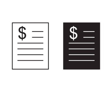 Fatura simgesi Vektör sembolü ya da imza koleksiyonu siyah ve beyaz ana hatlarla belirlendi