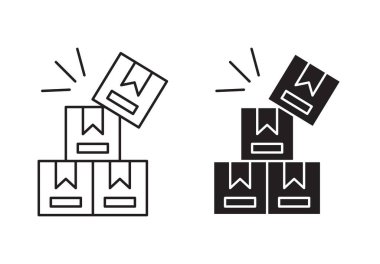 Siyah-beyaz taslak koleksiyon işaretinde taşkın sevkiyat simgesi Siyah çizgi sanat vektörü