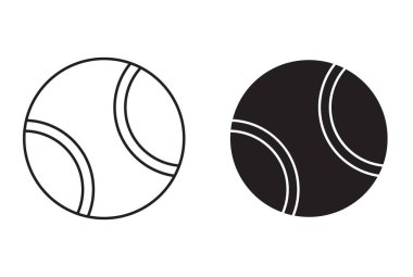 Siyah ve beyaz çizgili tenis topu ikonu siyah çizgi sanat vektörü koleksiyon işareti