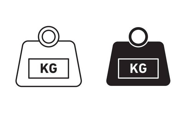 Weight icon Black line art vector in black and white outline set collection sign