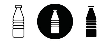 Şişe su simgesi Siyah çizgi sanat vektörü siyah ve beyaz ana hat koleksiyon işareti