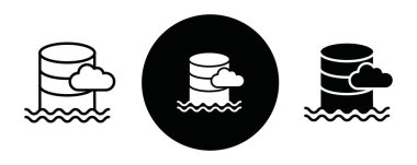 Veri gölü simgesi Siyah çizgi sanat vektörü siyah ve beyaz ana hat koleksiyon işareti