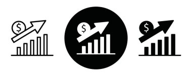 Dolar oranı artışı simgesi Siyah çizgi sanat vektörü siyah ve beyaz ana hat koleksiyon işareti