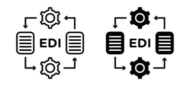 EDI simgesi Siyah çizgi sanat vektörü siyah ve beyaz ana hat koleksiyon işareti
