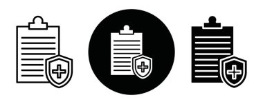 Sağlık sigortası simgesi Siyah çizgi sanat vektörü siyah beyaz ana hat koleksiyon işareti
