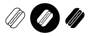 Siyah-beyaz taslak koleksiyon işareti ile Hot Dog simgesi Siyah çizgi sanat vektörü