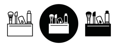 Makyaj kutusu simgesi Siyah çizgi sanat vektörü siyah beyaz ana hat koleksiyon işareti