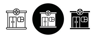 Eczane simgesi Siyah çizgi sanat vektörü siyah beyaz ana hat koleksiyon işareti