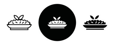 Siyah ve beyaz çizgili Risotto simgesi Siyah çizgi sanat vektörü koleksiyon işareti