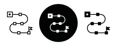 Yol haritası simgesi Siyah çizgi sanat vektörü siyah ve beyaz ana hat koleksiyon işareti