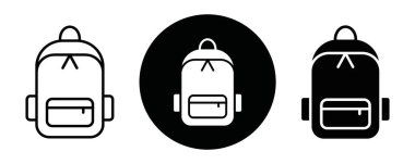Okul çantası simgesi Siyah çizgi sanat vektörü siyah beyaz ana hat koleksiyon işareti