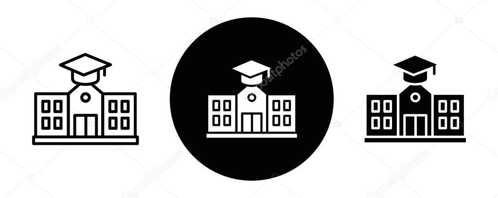 Institute icon Black line art vector in black and white outline set collection sign