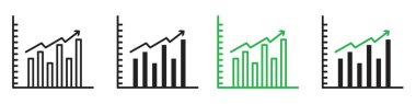 Siyah beyaz taslak koleksiyon işaretinde siyah çizgi sanat vektörü istatistikleri simgesi