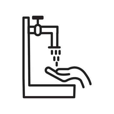 Abdest simgesi Siyah çizgi sanat vektörü siyah ve beyaz ana hatlar koleksiyon işareti