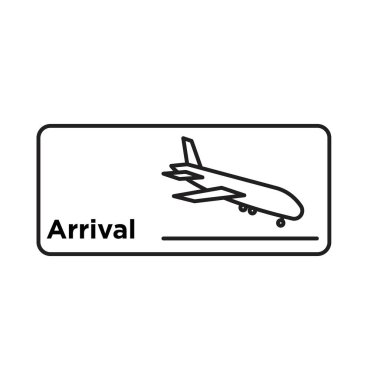 Havalimanı varış işareti Siyah çizgi sanat vektörü siyah ve beyaz ana hat koleksiyon işareti