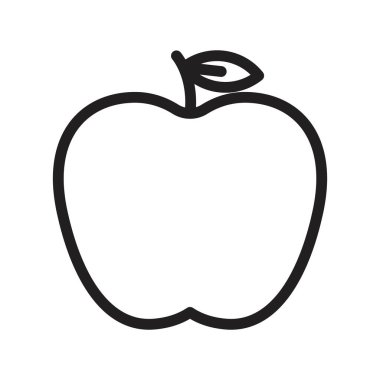 Apple simgesi Siyah çizgi sanat vektörü siyah beyaz ana hat koleksiyon işareti