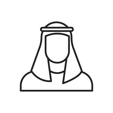 Arap adam simgesi Siyah çizgi sanat vektörü siyah beyaz ana hat koleksiyon işareti