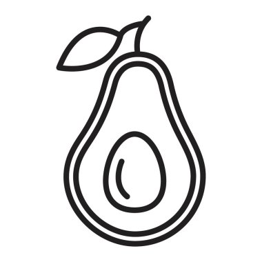 Avokado simgesi Siyah çizgi sanat vektörü siyah ve beyaz ana hat koleksiyon işareti