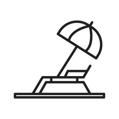 Siyah beyaz çizgili siyah çizgi sanat vektörlü plaj sandalyesi koleksiyon işareti