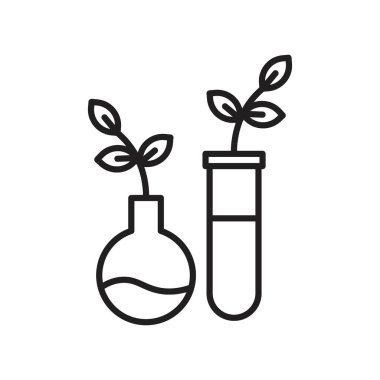 Botanik simgesi Siyah çizgi sanat vektörü siyah ve beyaz ana hat koleksiyon işareti