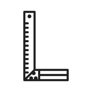 Carpenter cetvel simgesi Siyah çizgi sanat vektörü siyah beyaz ana hat koleksiyon işareti