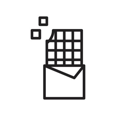 Çikolata simgesi Siyah çizgi sanat vektörü siyah beyaz ana hat koleksiyon işareti