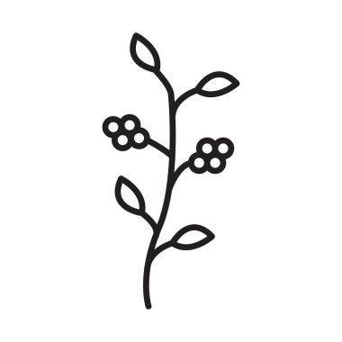 Kahve bitkisi simgesi Siyah çizgi sanat vektörü siyah beyaz ana hat koleksiyon işareti