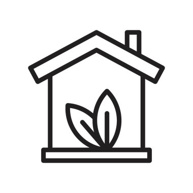 Eko ev simgesi Siyah çizgi sanat vektörü siyah beyaz ana hat koleksiyon işareti