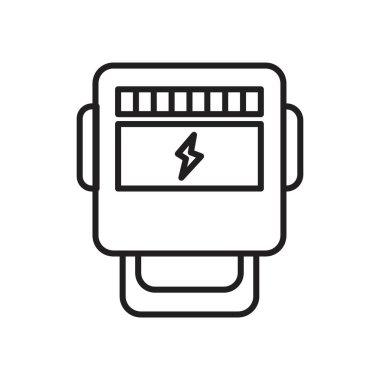 Siyah-beyaz taslak koleksiyon işaretinde elektrik metre simgesi Siyah çizgi sanat vektörü