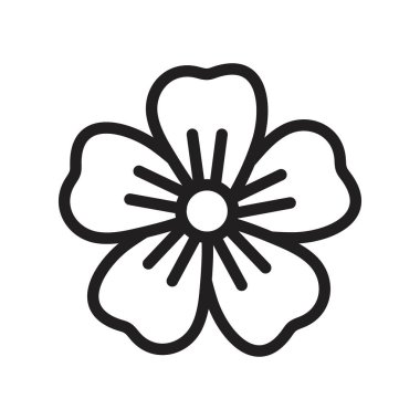 Flax çiçek simgesi Siyah çizgi sanat vektörü siyah ve beyaz ana hat koleksiyon işareti