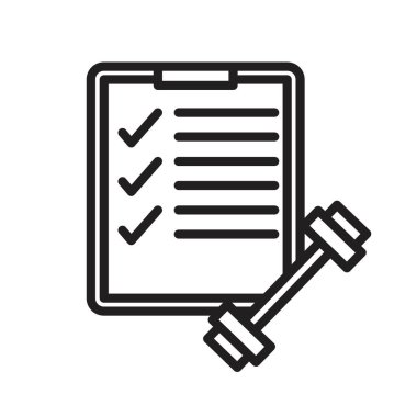 Fitness planı simgesi Siyah çizgi sanat vektörü siyah beyaz ana hat koleksiyon işareti