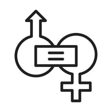 Siyah-beyaz özet koleksiyon işaretinde cinsiyet eşitliği simgesi Siyah çizgi sanat vektörü