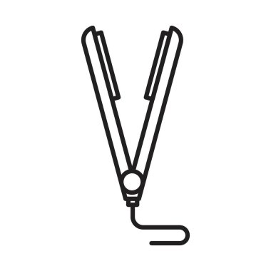 Saç düzleştirici simgesi Siyah çizgi sanat vektörü siyah ve beyaz ana hat koleksiyon işareti