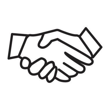 Siyah beyaz taslak koleksiyon işaretinde simge siyah çizgi sanat vektörünün elini sıkma