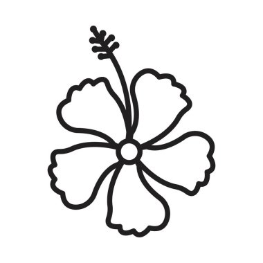 Hawaii çiçek simgesi Siyah çizgi sanat vektörü siyah beyaz ana hat koleksiyon işareti