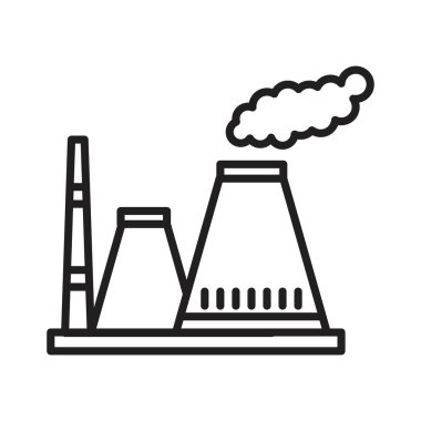 Isı güç istasyonu simgesi Siyah çizgi sanat vektörü siyah ve beyaz ana hat koleksiyon işareti