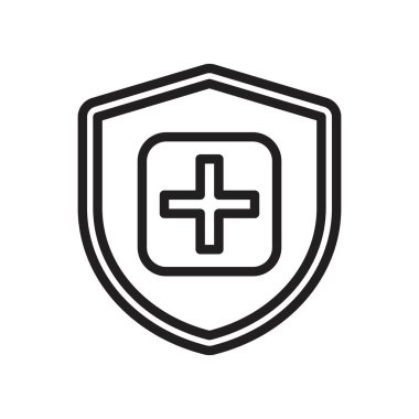 Bağışıklık koruma simgesi Siyah çizgi sanat vektörü siyah beyaz ana hat koleksiyon işareti