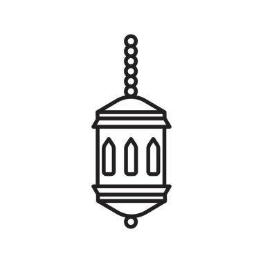 İslami fener simgesi Siyah çizgi sanat vektörü siyah beyaz ana hat koleksiyon işareti