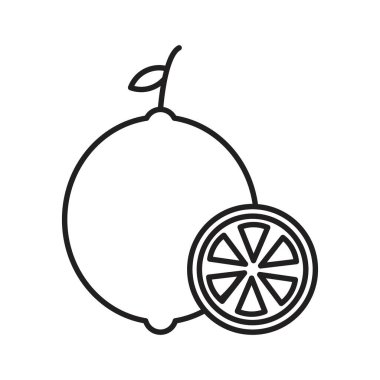 Siyah ve beyaz taslak koleksiyon işaretinde limon simgesi Siyah çizgi sanat vektörü