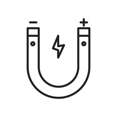 Siyah ve beyaz özet koleksiyon işareti içerisindeki mıknatıs simgesi siyah çizgi sanat vektörü