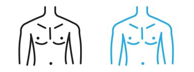 Siyah-beyaz taslak koleksiyon işaretinde erkek gövdesi simgesi Siyah çizgi sanat vektörü