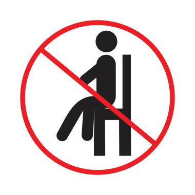 Oturma işareti yok Siyah çizgi sanat vektörü siyah beyaz ana hat koleksiyon işareti