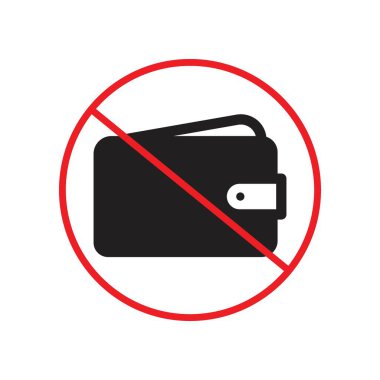 Cüzdan işareti yok Siyah çizgi sanat vektörü siyah beyaz ana hat koleksiyon işareti