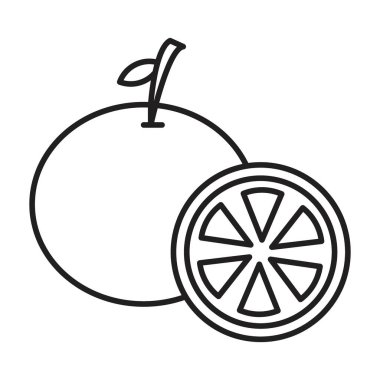 Siyah ve beyaz çizgili turuncu meyve simgesi siyah çizgi sanat vektörü koleksiyon işareti