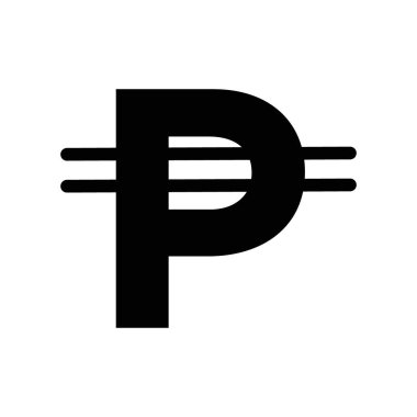 Filipin para birimi simgesi Siyah çizgi sanat vektörü siyah beyaz ana hat koleksiyon işareti