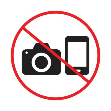 Fotoğraf ve telefon yasak işareti Siyah çizgi sanat vektörü siyah ve beyaz ana hat koleksiyon işareti