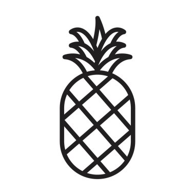 Siyah beyaz taslak koleksiyon işaretinde ananas simgesi Siyah çizgi sanat vektörü