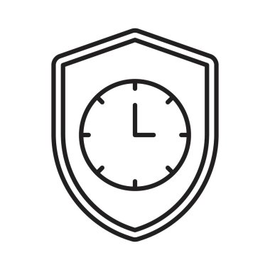 Zaman simgesi Siyah çizgi sanat vektörünü siyah ve beyaz ana hat koleksiyon işareti ile kaydet